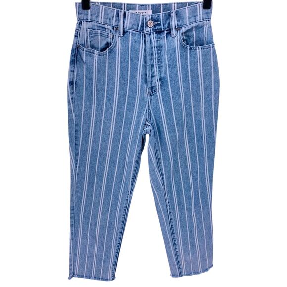 Pacsun High Rise Straight Striped Cropped Jeans Womens Size 25 - Picture 1 of 11